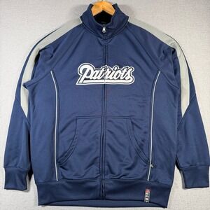 New England Patriots Track Jacket Navy Blue Mens Large Team Apparel Full Zip NFL